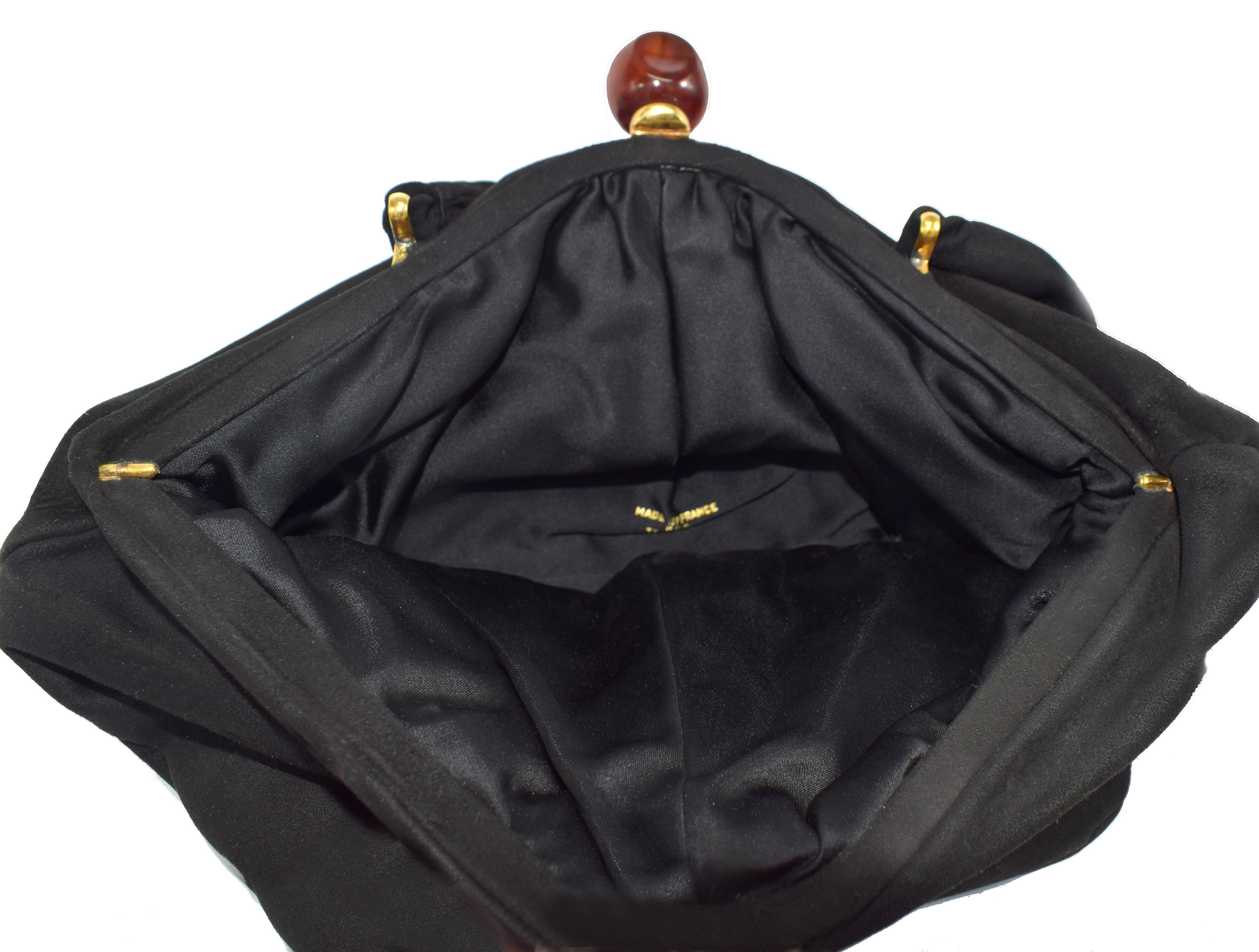 Art Deco Black Suede Phenolic Bakelite Ladies Bag, circa 1930s For Sale 5