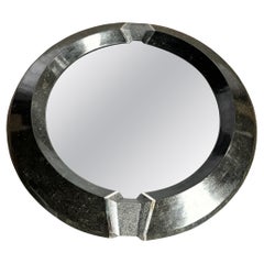 Art Deco Black Tessellated Stone and Chrome Mirror, Maitland Smith Style
