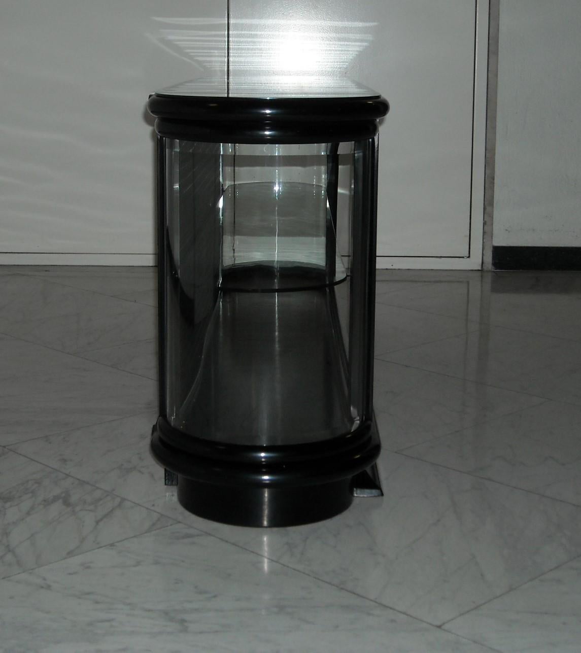 Art Deco Black Vitrine or Low Board with Around Edges Glass Top For Sale 2