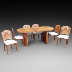 Art Deco Black Walnut Dining Suite to Seat Six