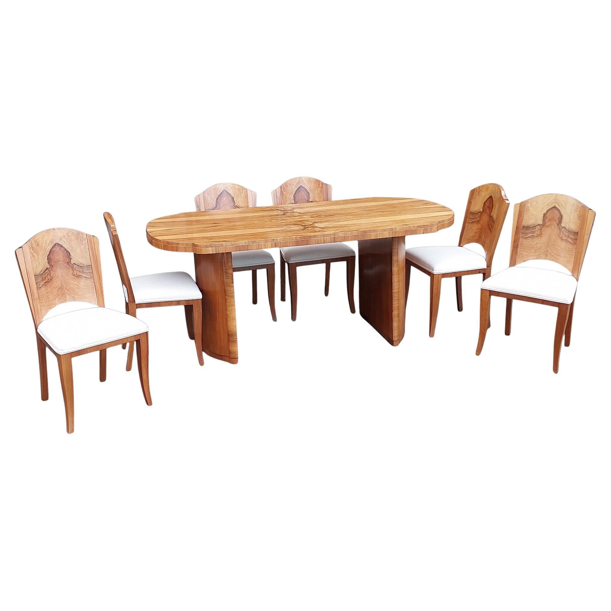 Comedor Art Decó de nogal negro para seis comensales