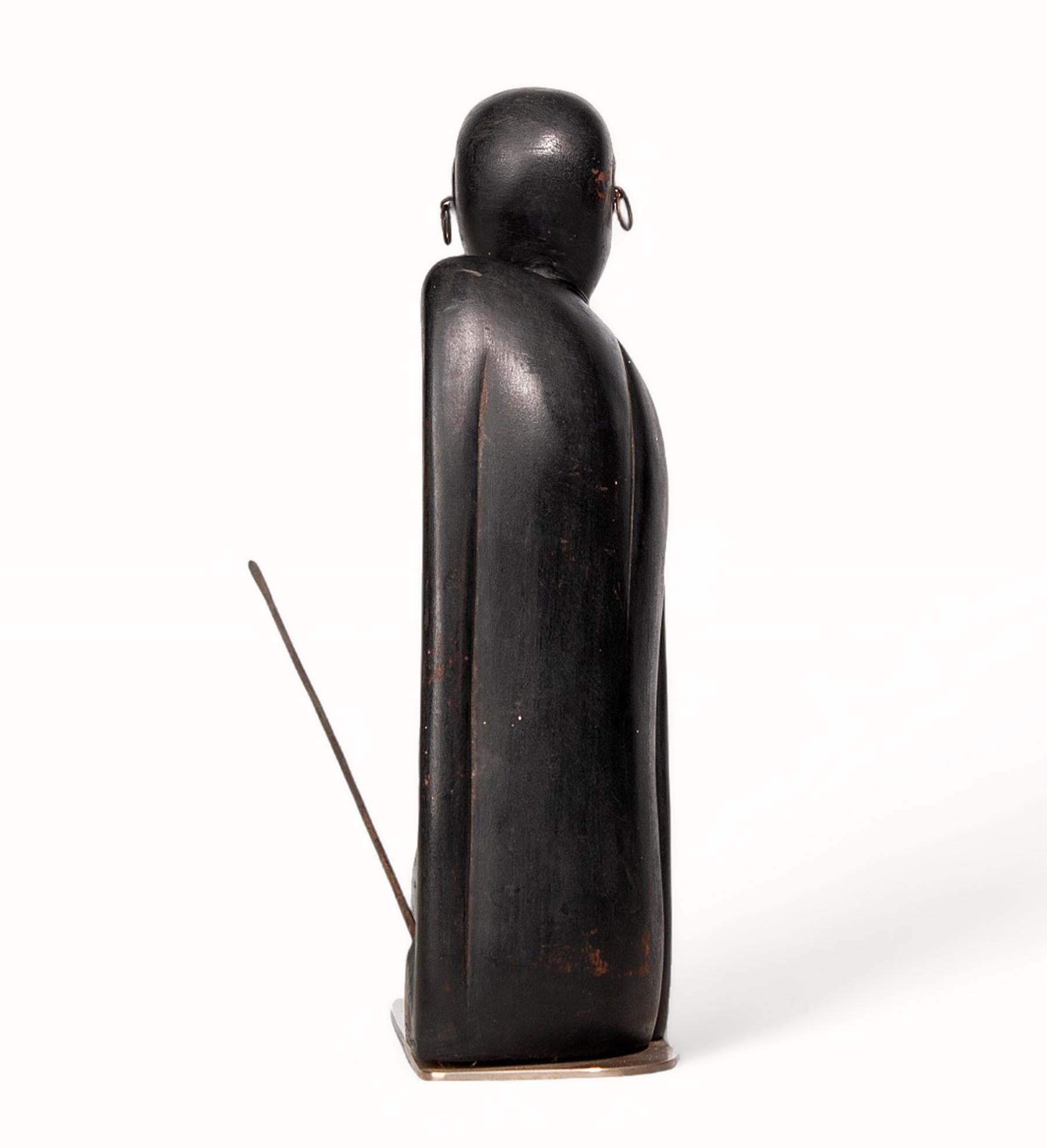 Molded Art Déco Black Wood Sculpture of an African Warrior by Karl Hagenauer, Austria For Sale
