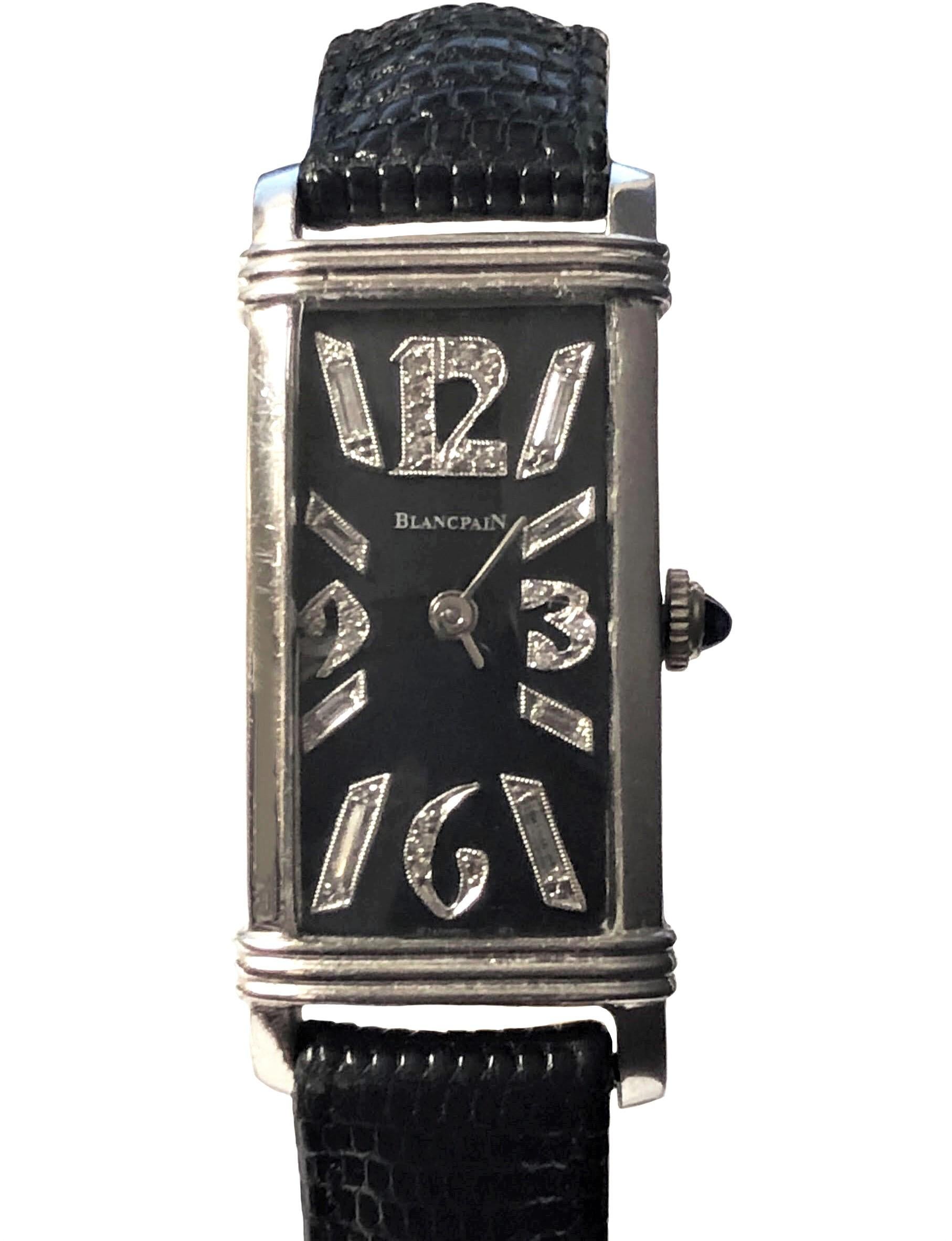 Round Cut Art Deco Blancpain Platinum and Diamond Dial Gents Wrist Watch