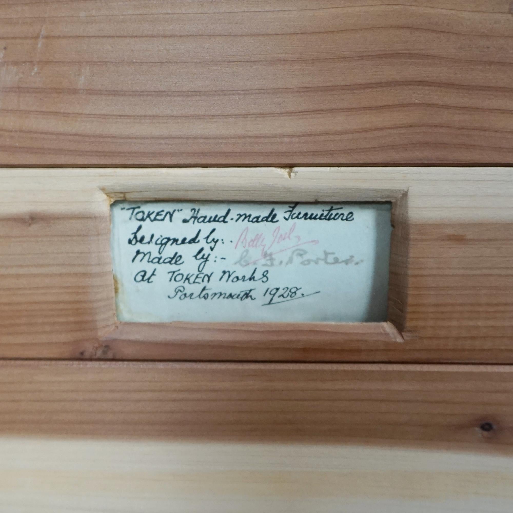 An Art Deco blanket chest by Betty Joel. Australian walnut veneered with american cedar lined interior. Original makers label signed and dated. 

At the end of the First World War, together with her husband, Betty Joel set up a furniture making firm