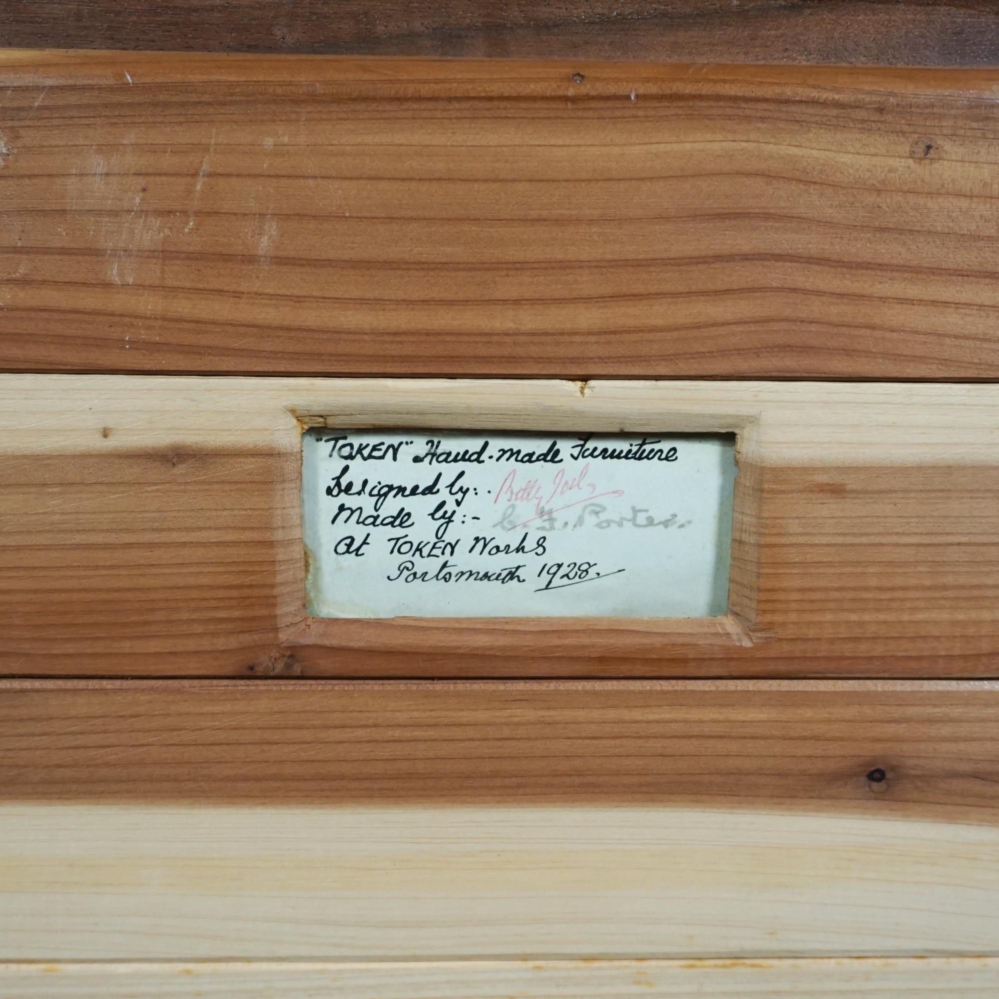 Walnut Art Deco Blanket Chest by Betty Joel Signed and Dated For Sale