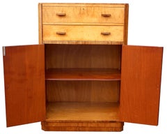 Art Deco Blonde Maple Tallboy by Maple & Co, England, c1930