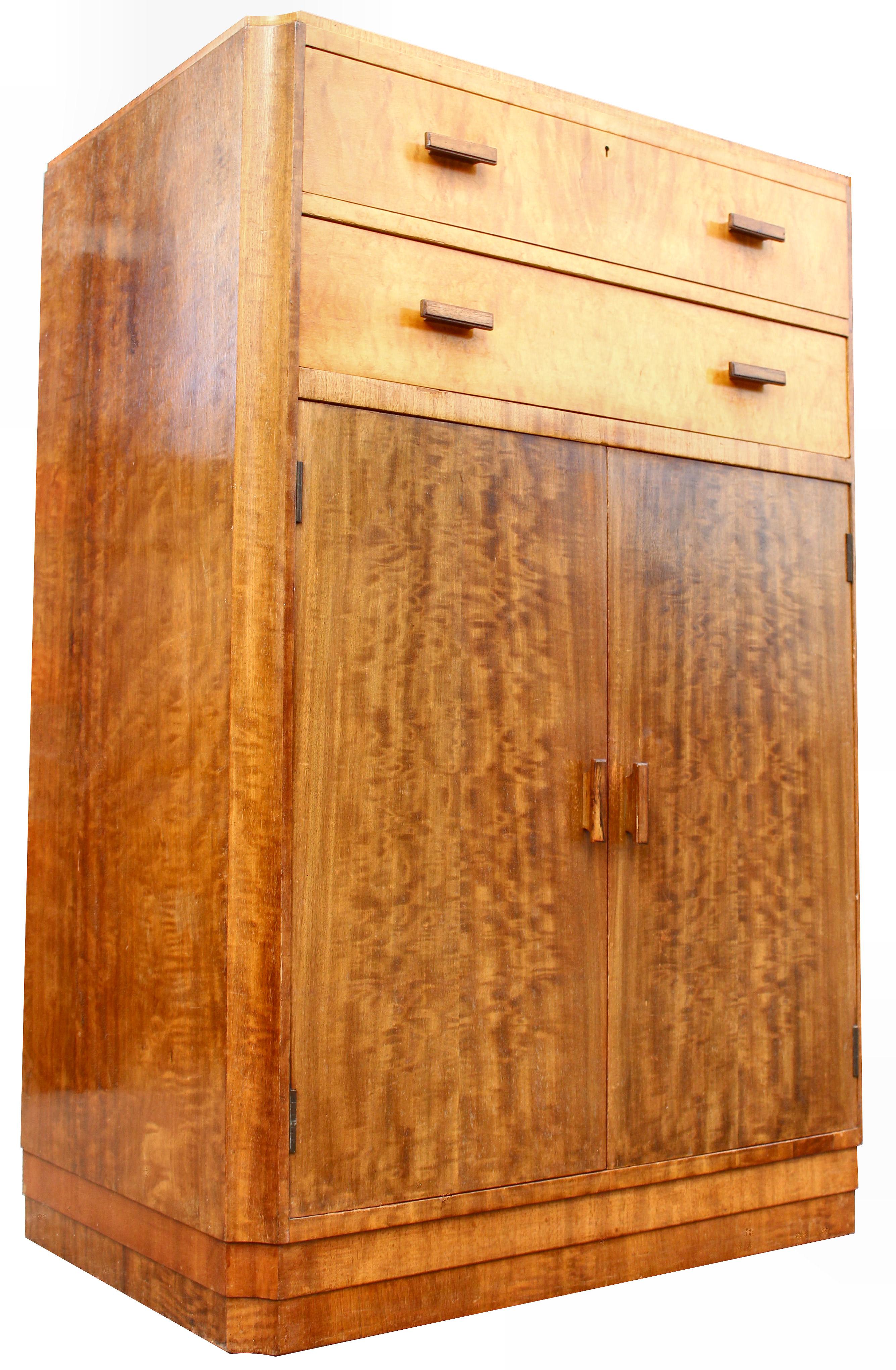 Art Deco Blonde Maple Tallboy by Maple & Co, England, c1930 2