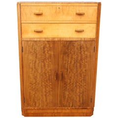Vintage Art Deco Blonde Maple Tallboy by Maple & Co, England, c1930