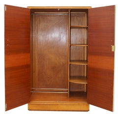 Art Deco Blonde Tiger Grain Birch Gents Wardrobe, England, circa 1930