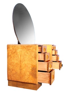 Art Deco Blonde Walnut Dressing Table, English, C1930