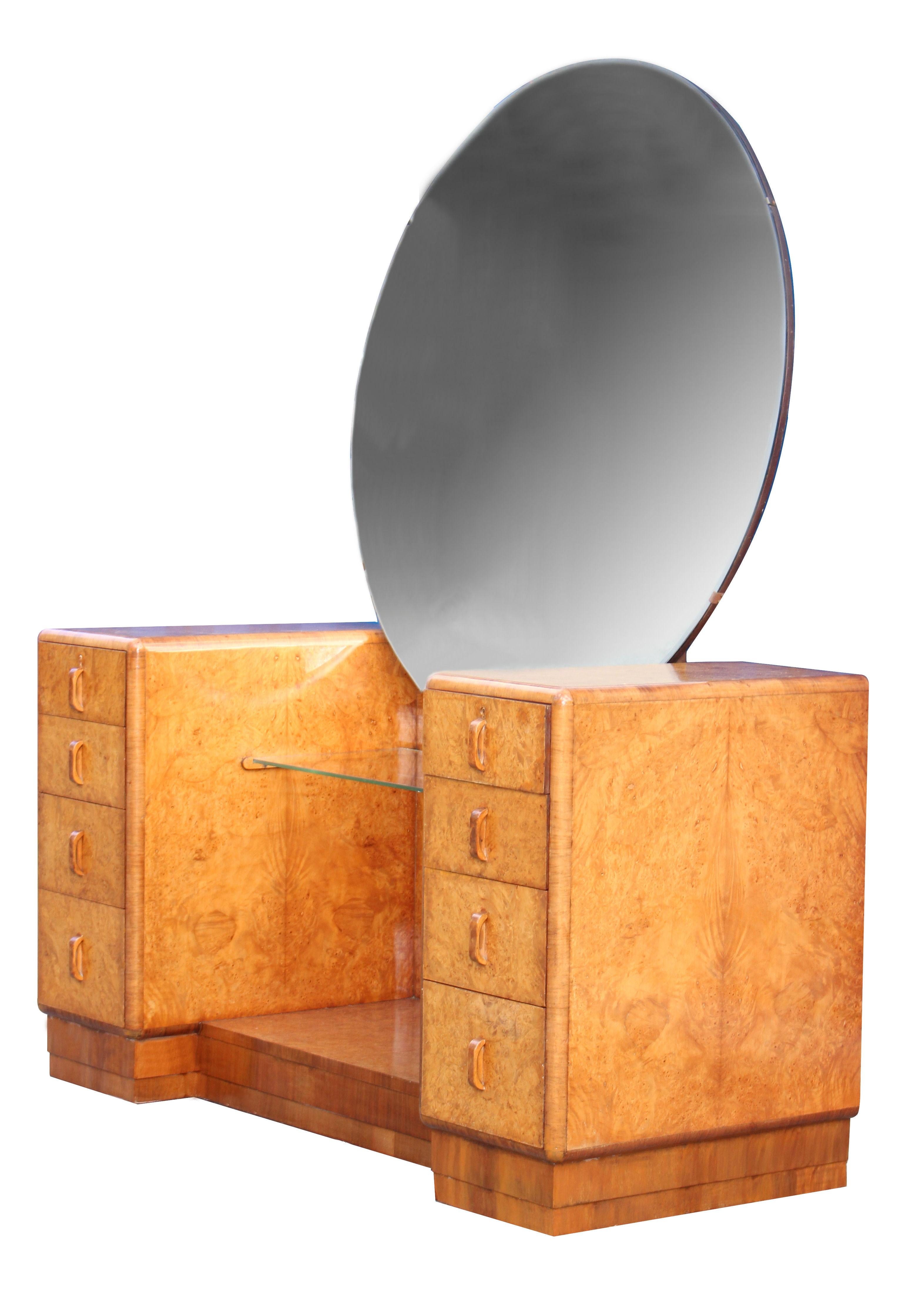 Art Deco Blonde Walnut Dressing Table, English, C1930 2