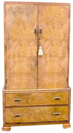 Art Deco Blonde Walnut Tallboy, circa 1930