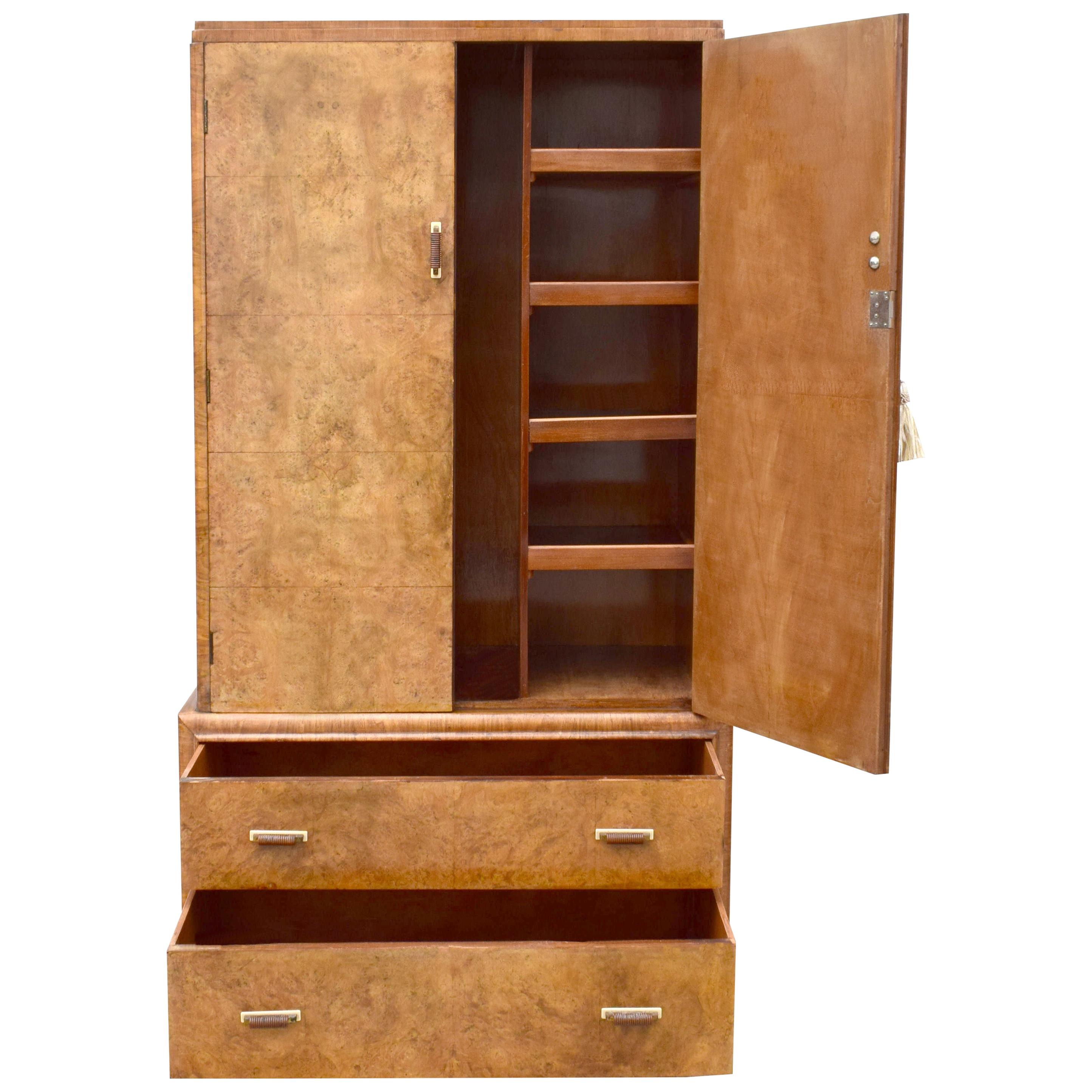 Art Deco Blonde Walnut Tallboy, circa 1930