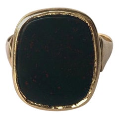 Art Deco Blood Stone and 9 Carat Signet Ring