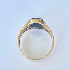 Art Deco Bloodstone and 18 Carat Gold Engraved Signet Ring
