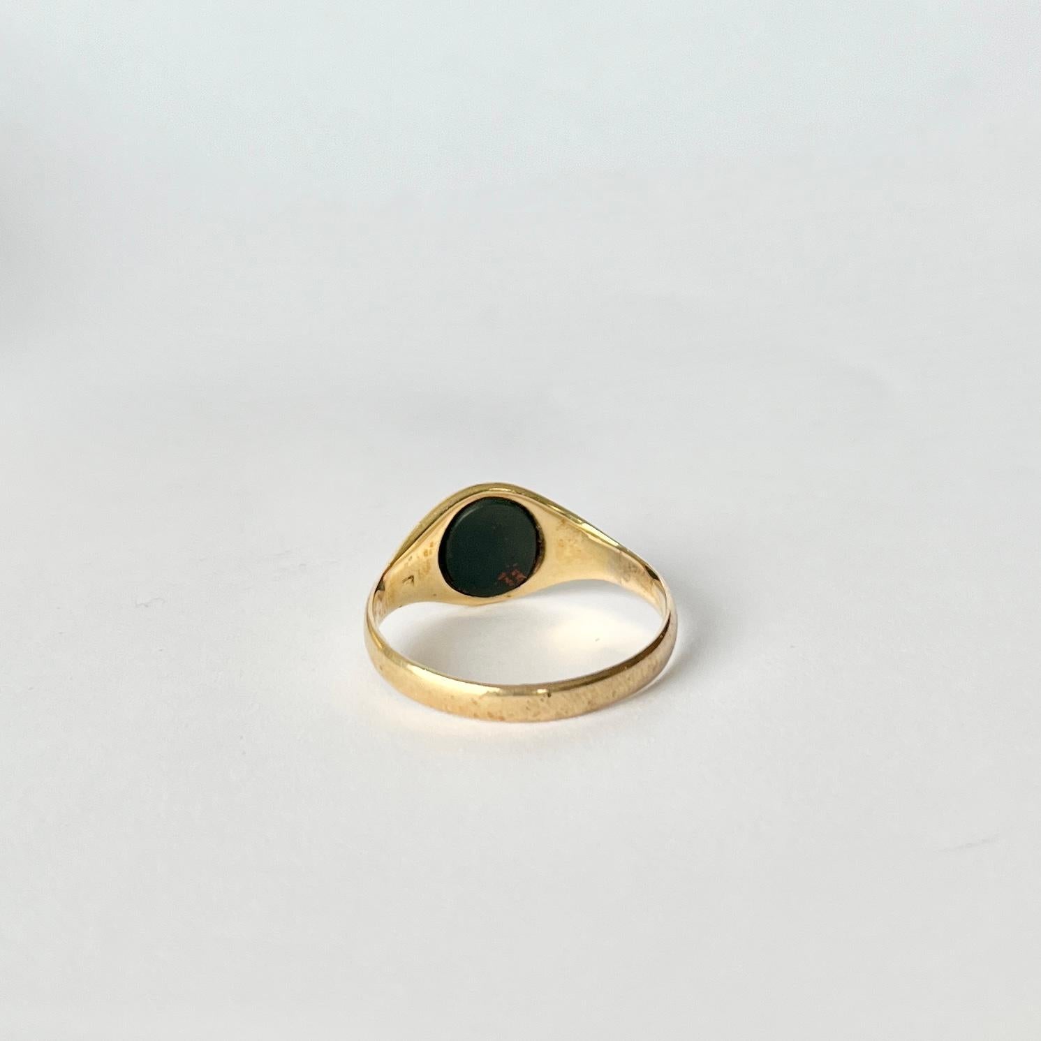 Women's or Men's Art Deco Bloodstone and 9 Carat Gold Signet Ring