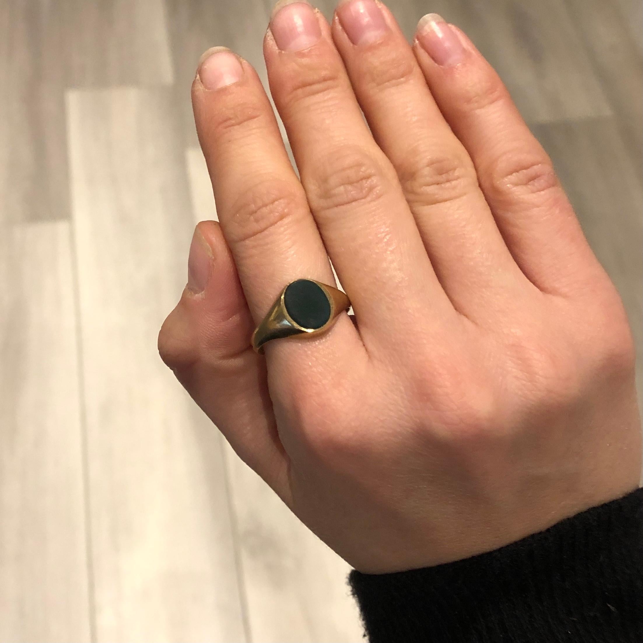 Art Deco Bloodstone and 9 Carat Gold Signet Ring 1