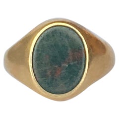 Bague signet Art Déco en or 9 carats et pierres sanguines