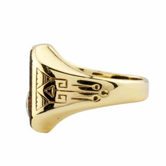 Art Deco Bloodstone & Diamond Mens Ring in 14 Karat Gold