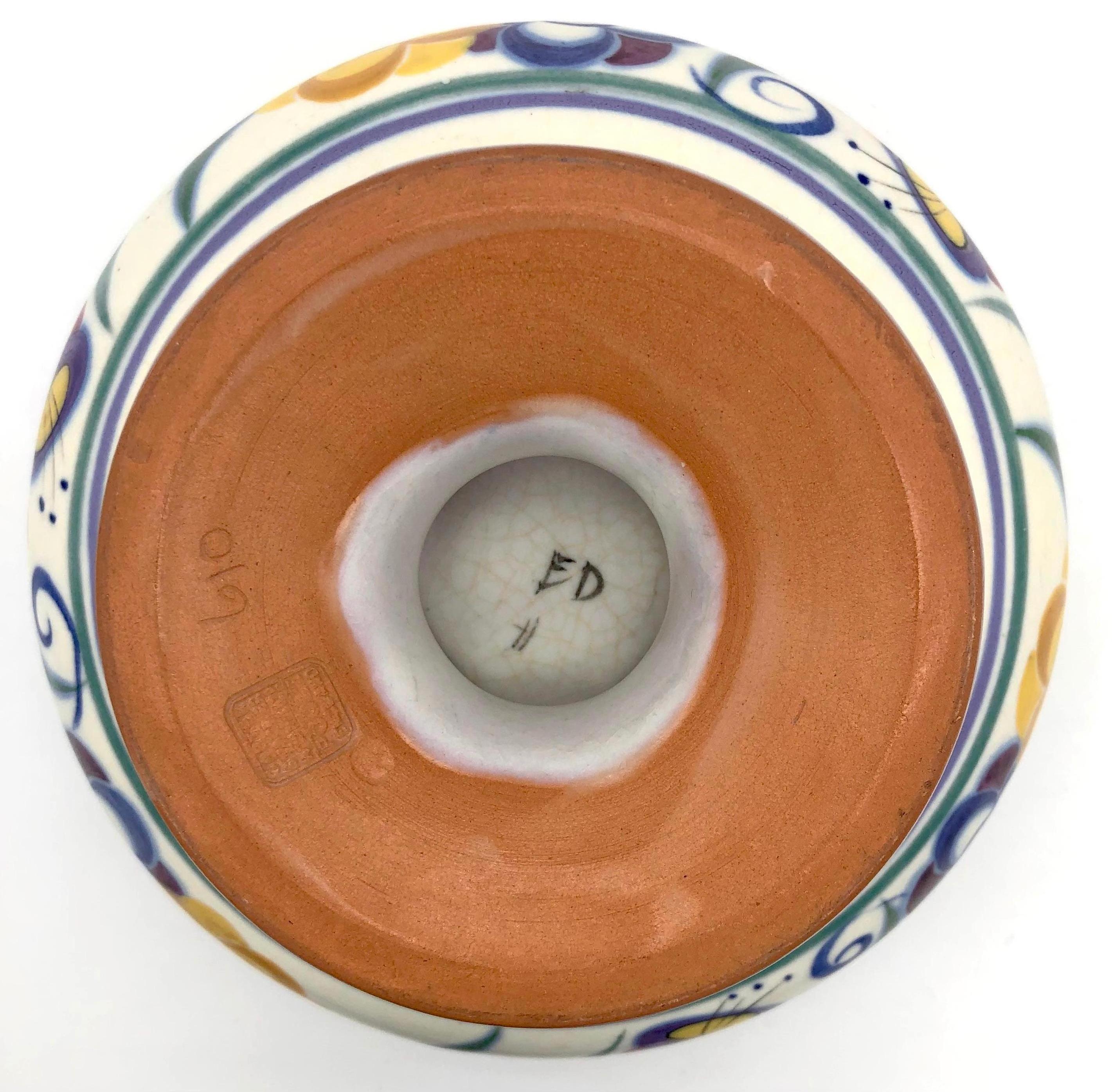 Hand-Painted Art Deco Bloombury Taste Poole Studio Pottery Vase Signed Carter Stabler Adams