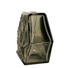 Art Deco Blown and Etched Glass Vase, Faun Playing the Flute - Czechoslovakia