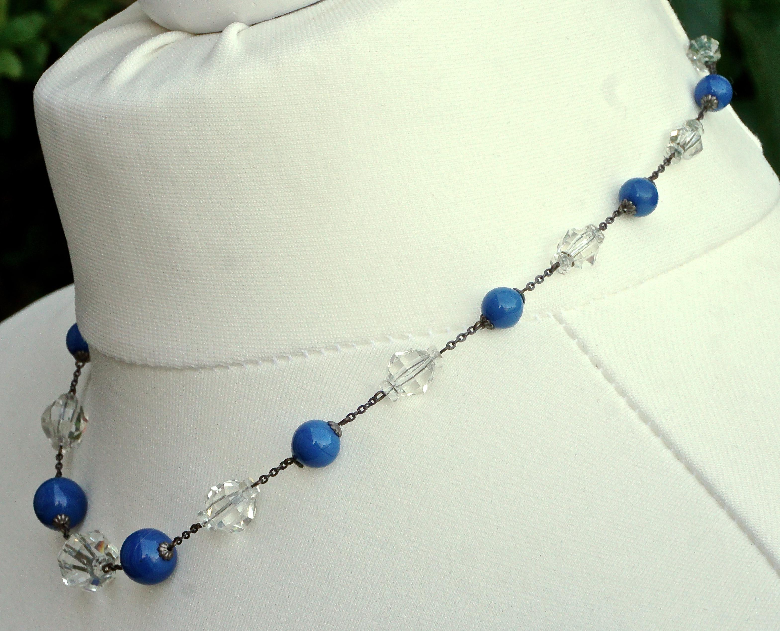 blue glass bead necklace