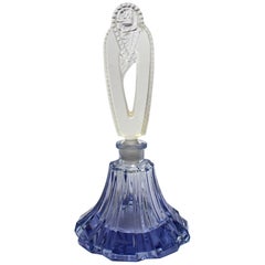 Art Deco Blue And Clear Glass Perfume Bottle