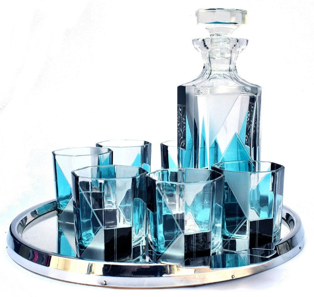 blue crystal decanter