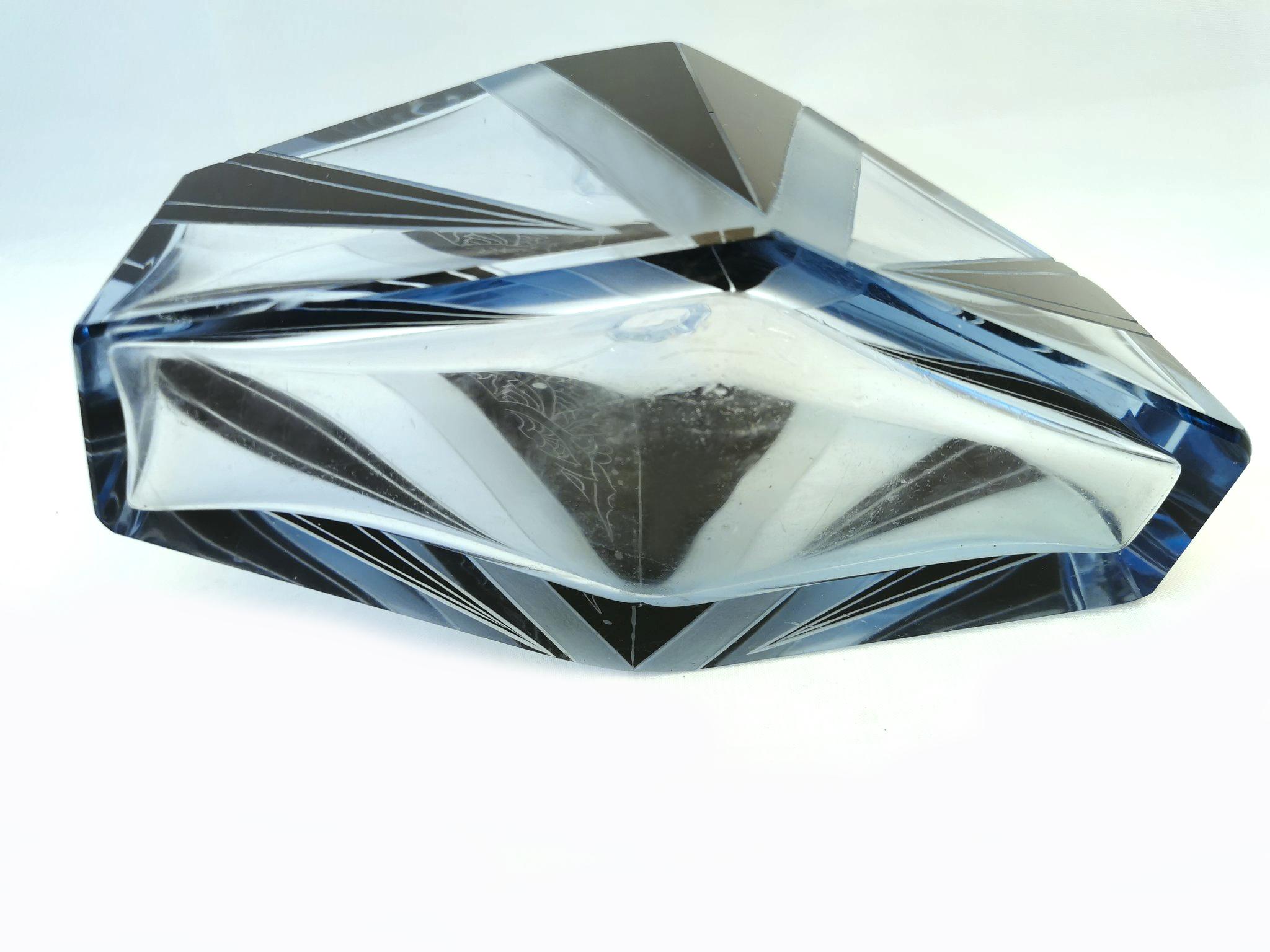 20th Century Art Deco Blue & Black enamel Glass Decanter Set For Sale