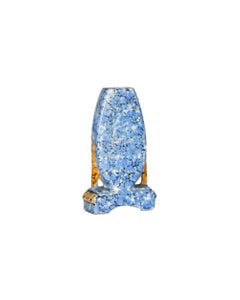 Art Deco Blue Ceramic Majolique Mantel Table Clock Set