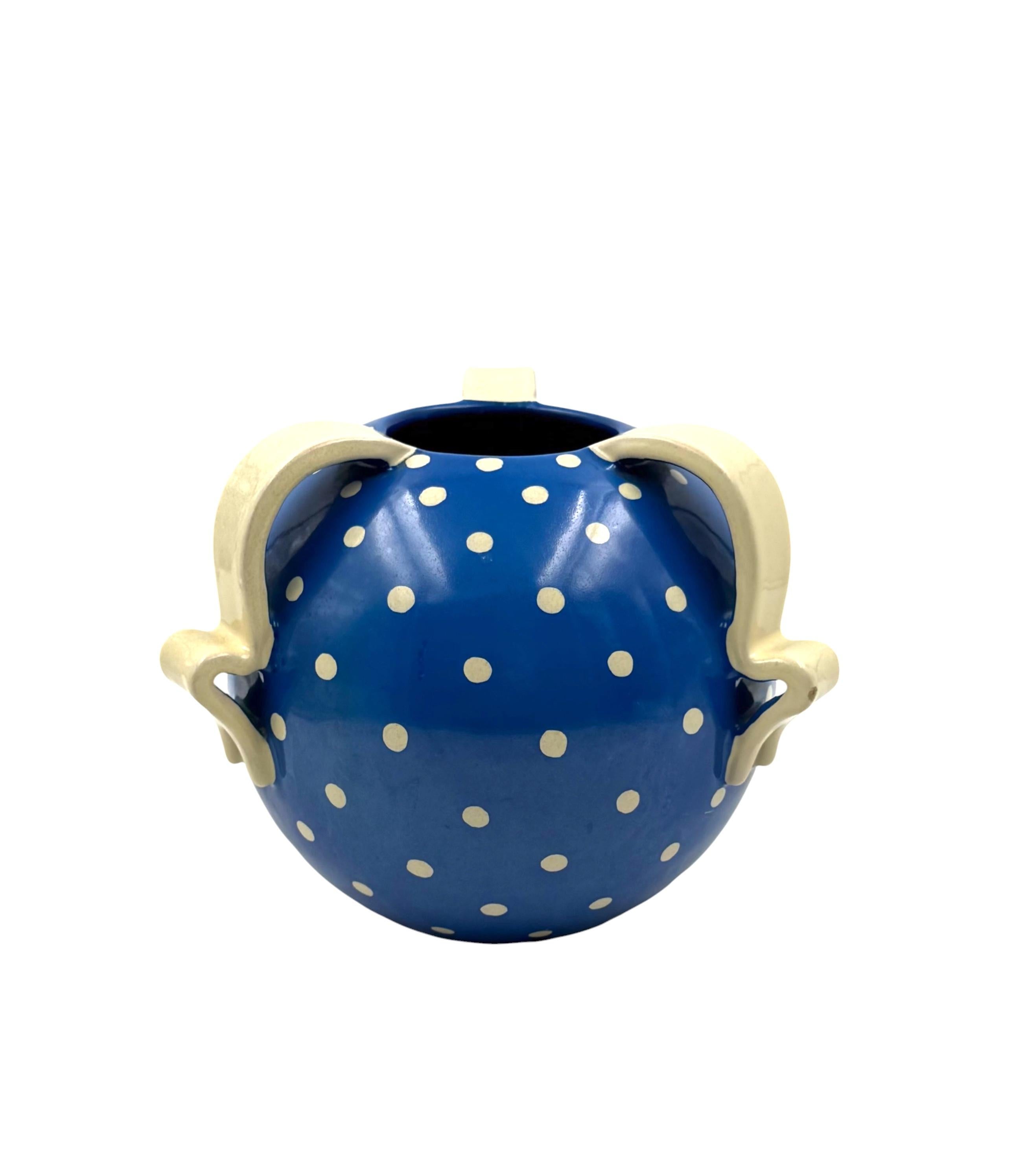 Art Deco blue ceramic vase, Rometti, Umbertide Italy 1930s in vendita 4