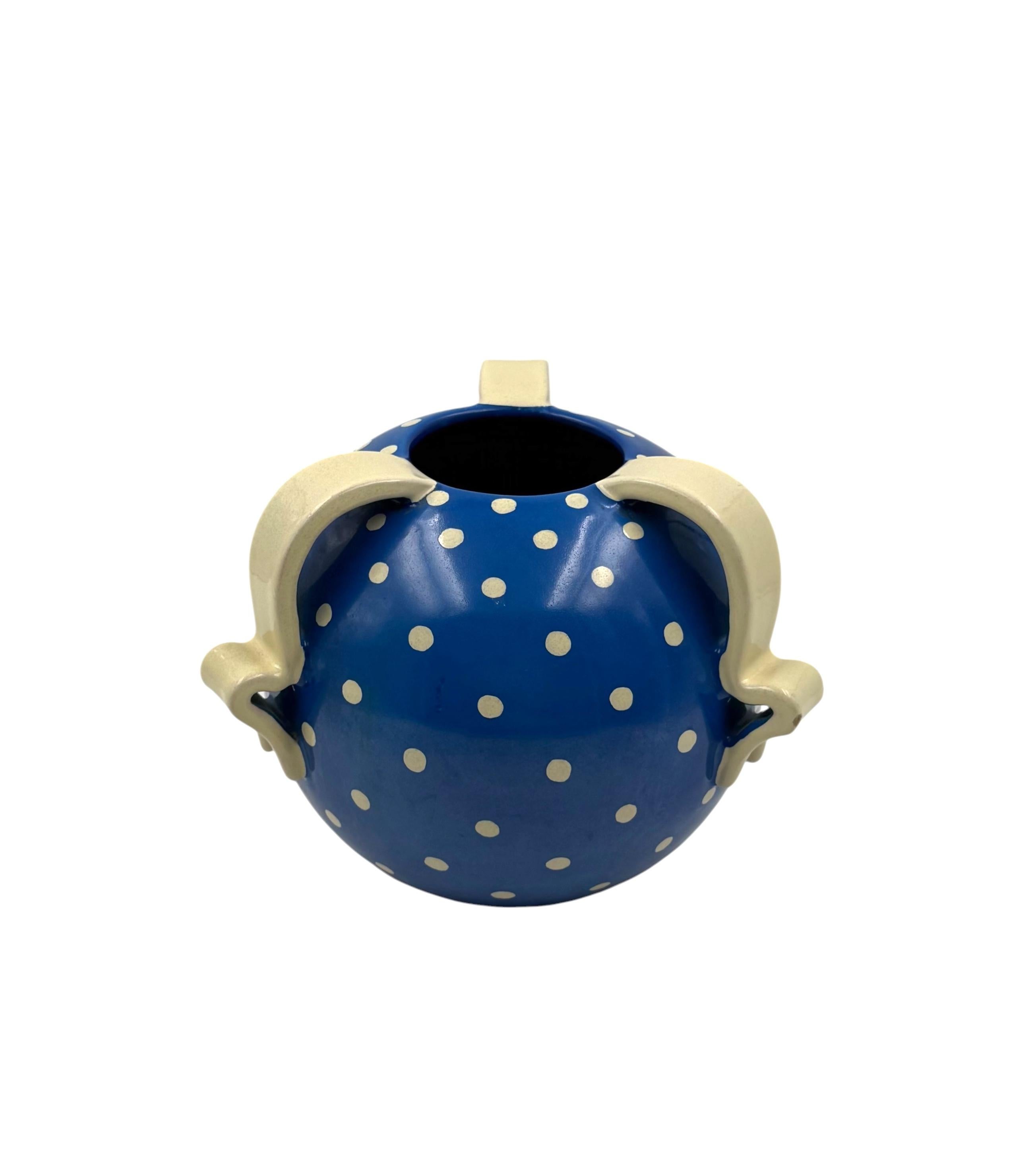 Art Deco blue ceramic vase, Rometti, Umbertide Italy 1930s in vendita 5