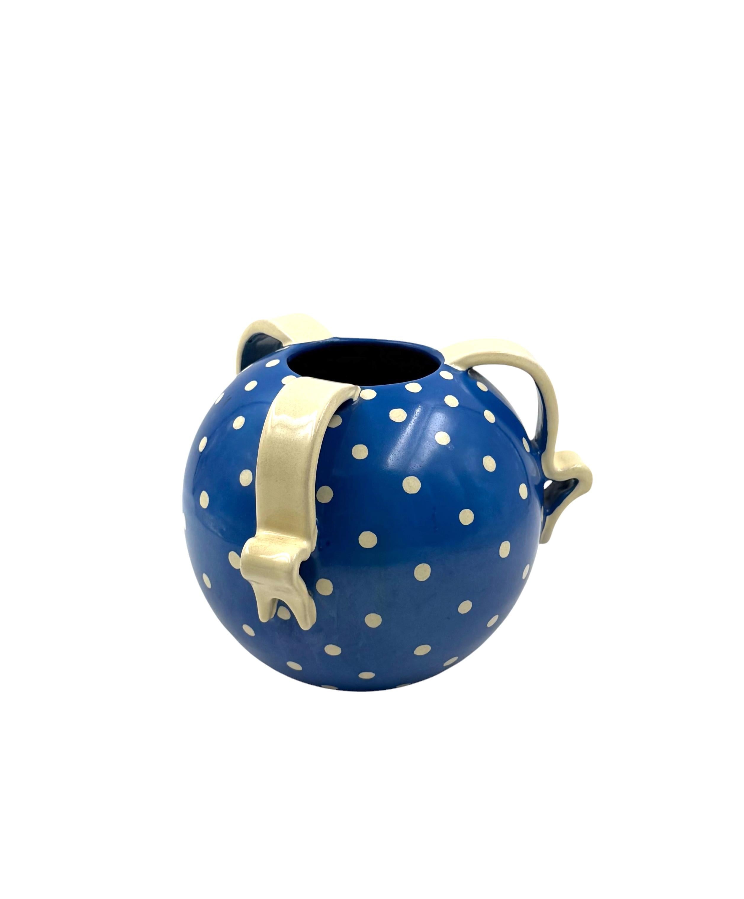 Art Deco blue ceramic vase, Rometti, Umbertide Italy 1930s in vendita 6