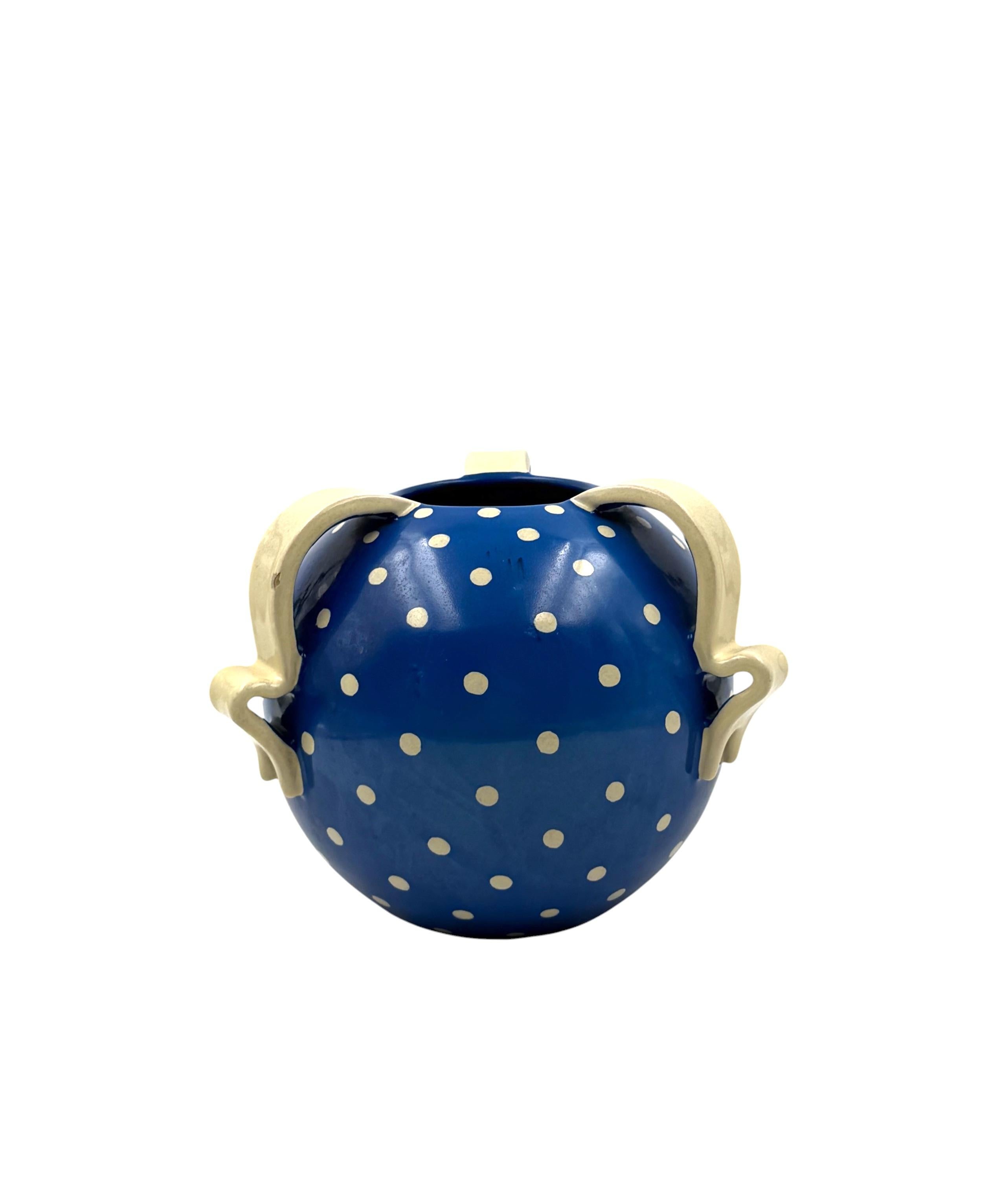 Art Deco blue ceramic vase, Rometti, Umbertide Italy 1930s in vendita 8