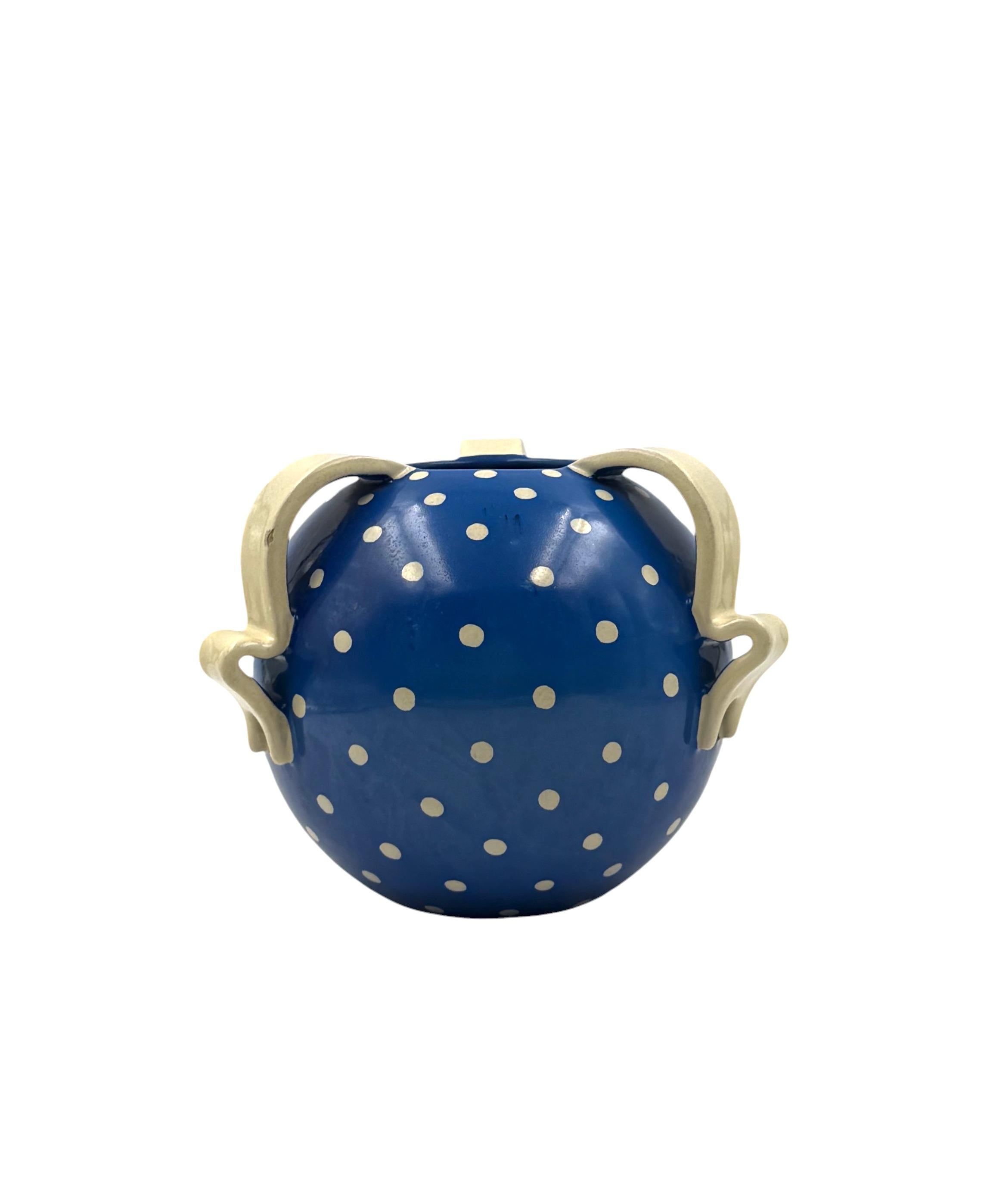 Art Deco blue ceramic vase, Rometti, Umbertide Italy 1930s in vendita 9