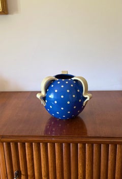 Art Deco blue ceramic vase, Rometti, Umbertide Italy 1930s