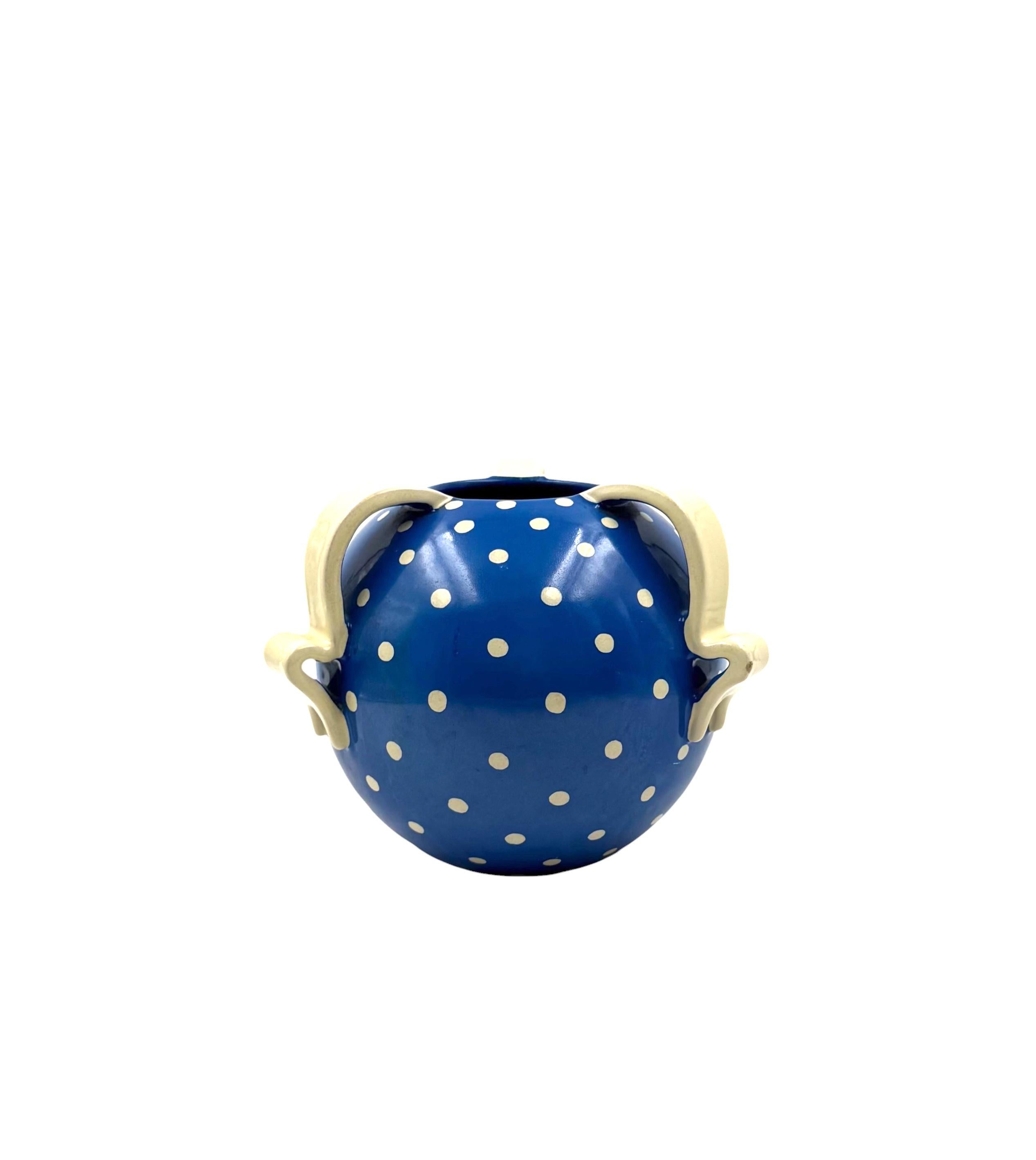 Art Deco blue ceramic vase, Rometti, Umbertide Italy 1930s in vendita 2
