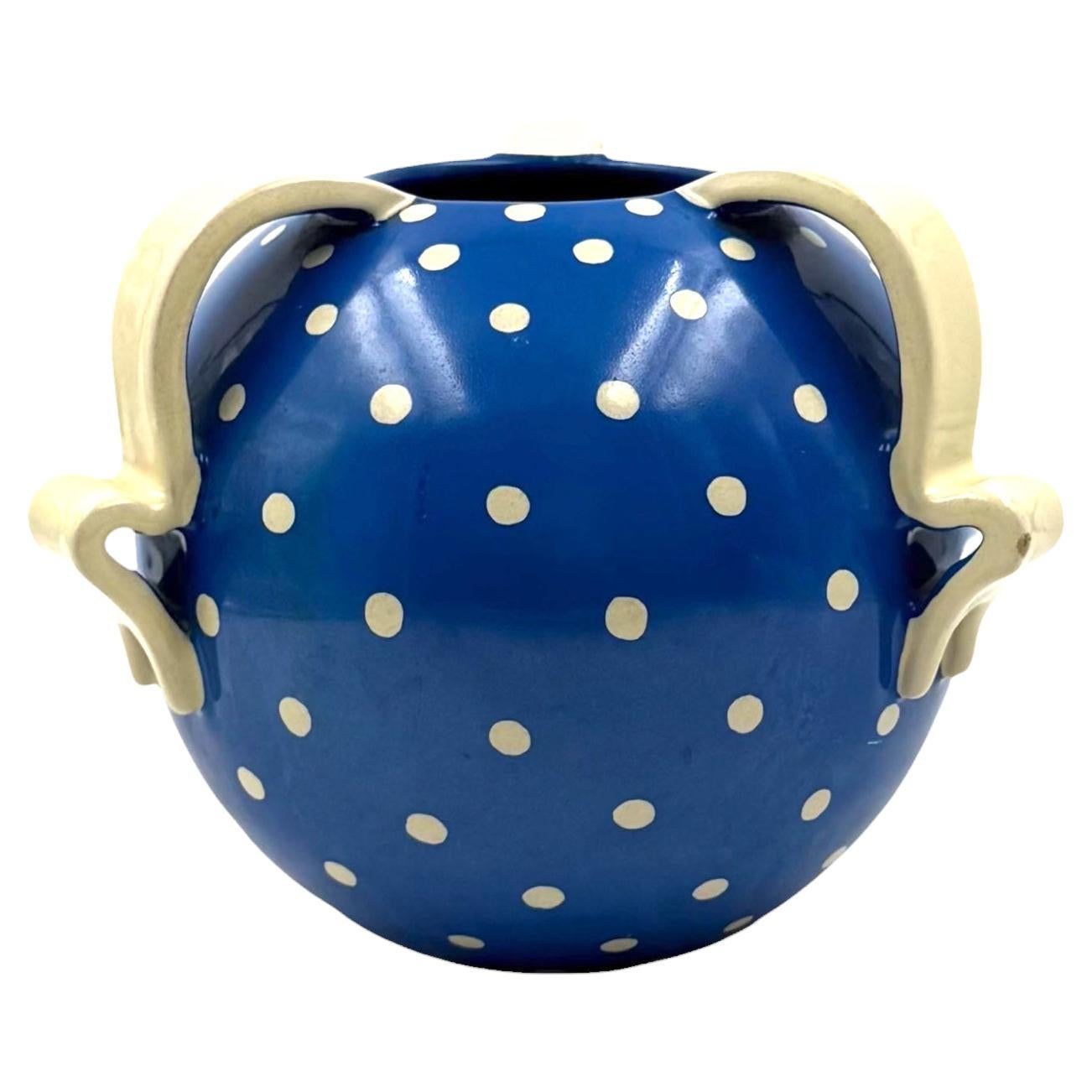 Art Deco blue ceramic vase, Rometti, Umbertide Italy 1930s in vendita