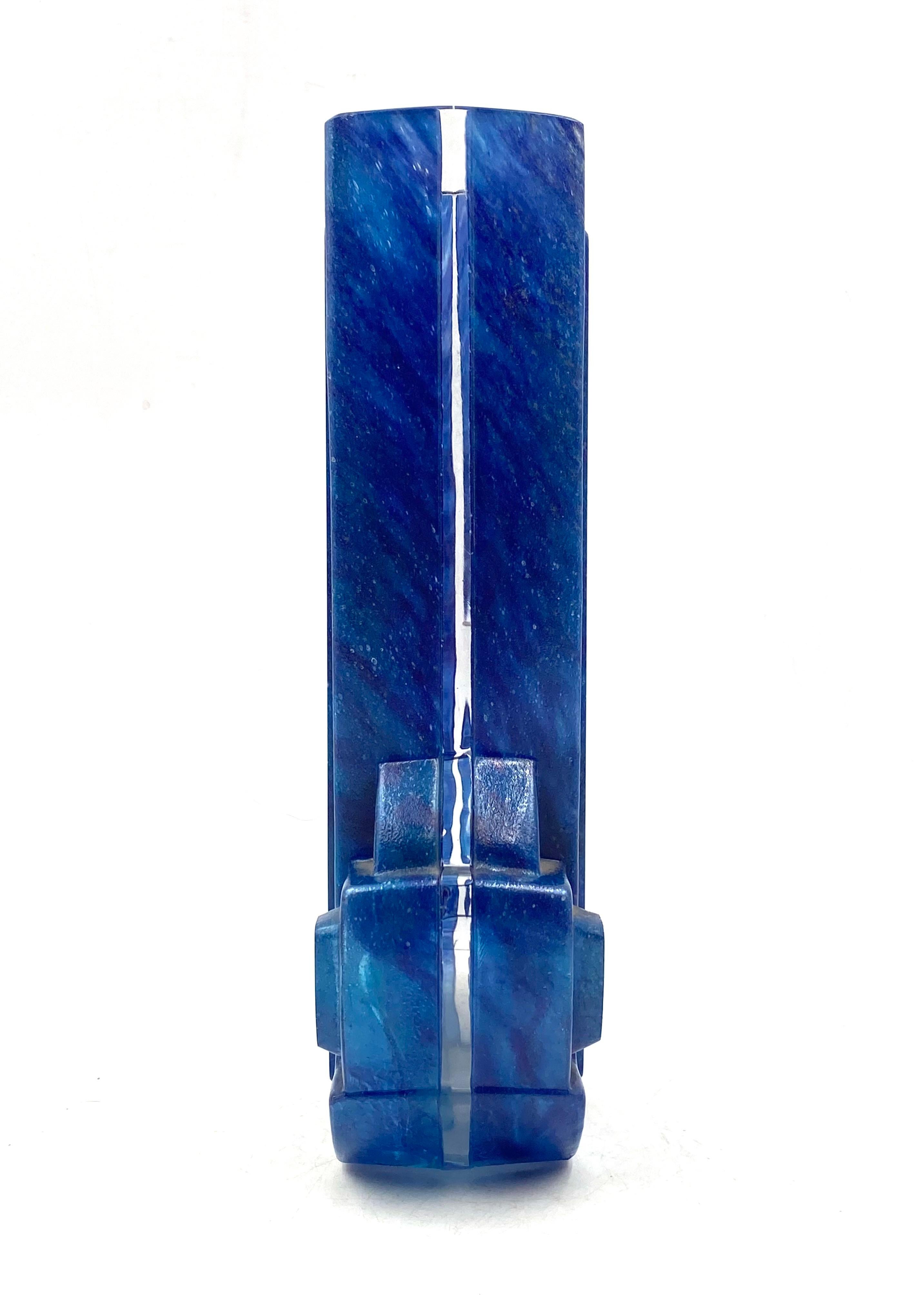 Art Deco blue crystal vase, Daum France, 20th century 5