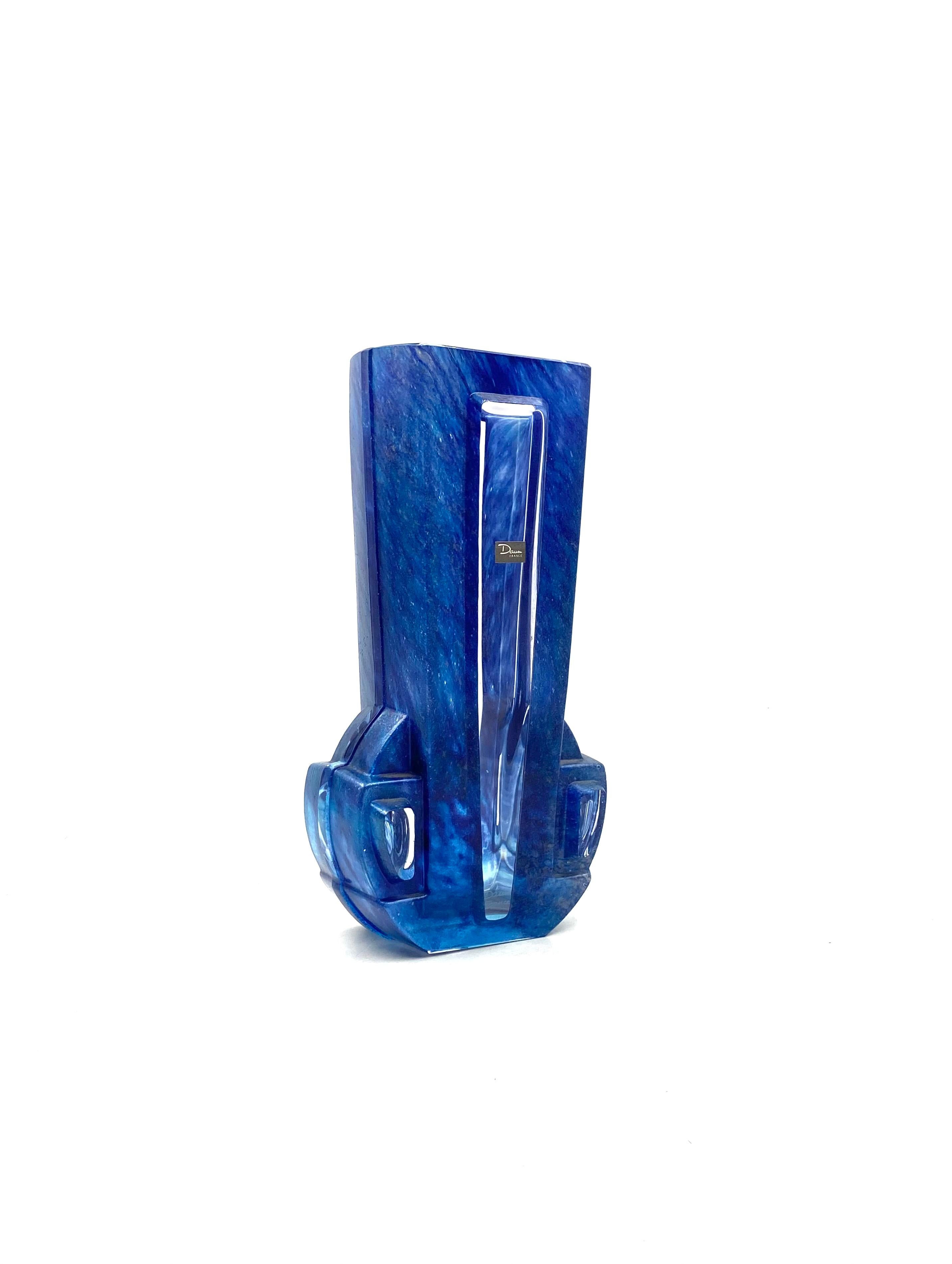 Art Deco blue crystal vase, Daum France, 20th century 11