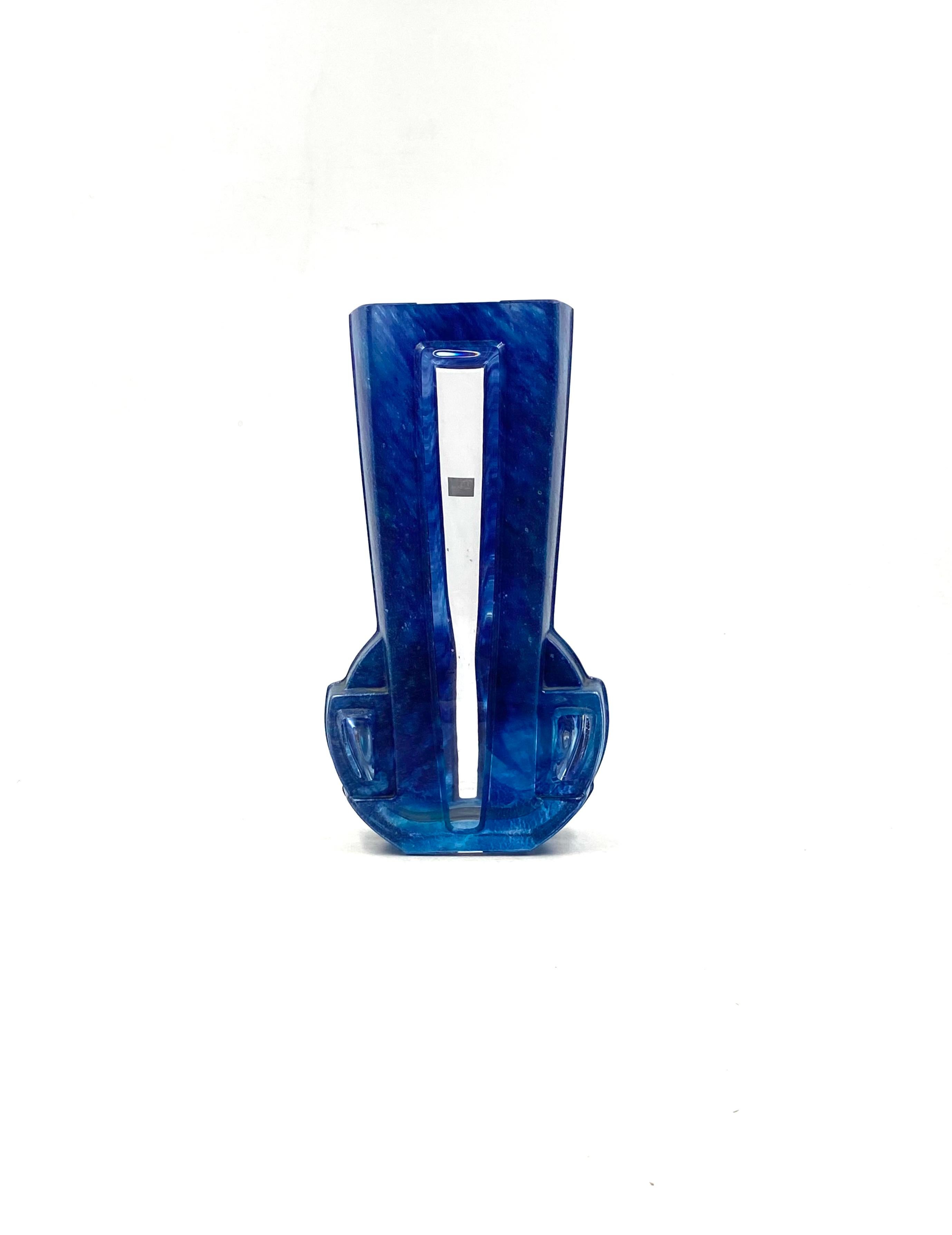 Art Deco blue crystal vase, Daum France, 20th century 13