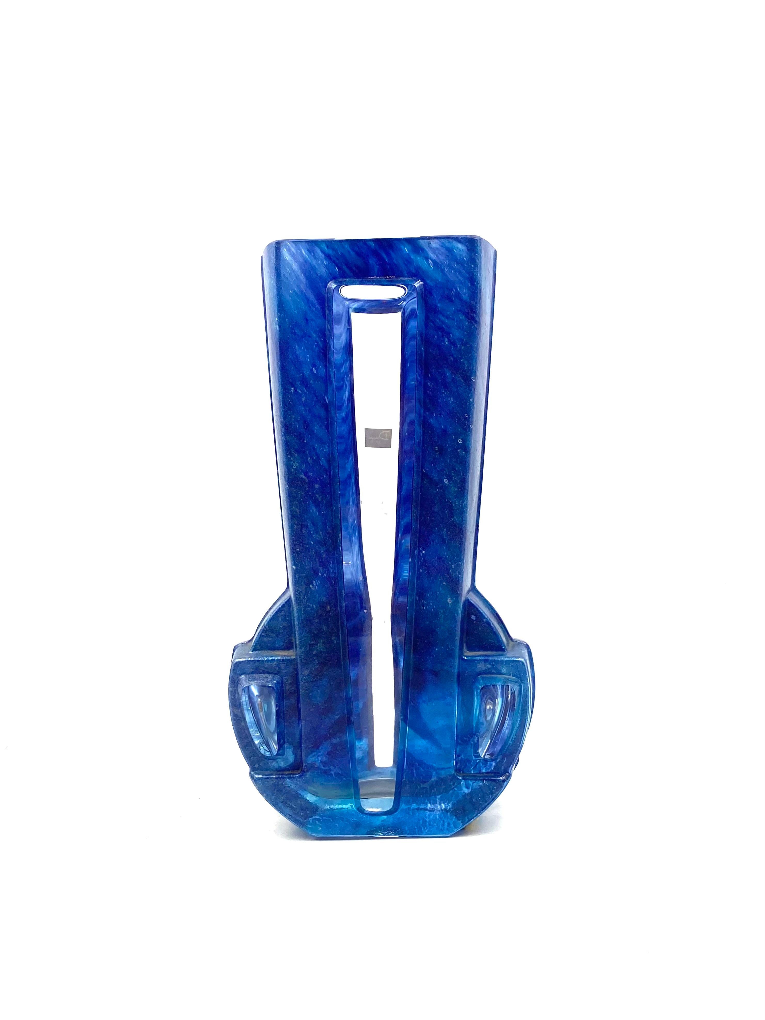 Art Deco blue crystal vase, Daum France, 20th century In Excellent Condition In Firenze, IT