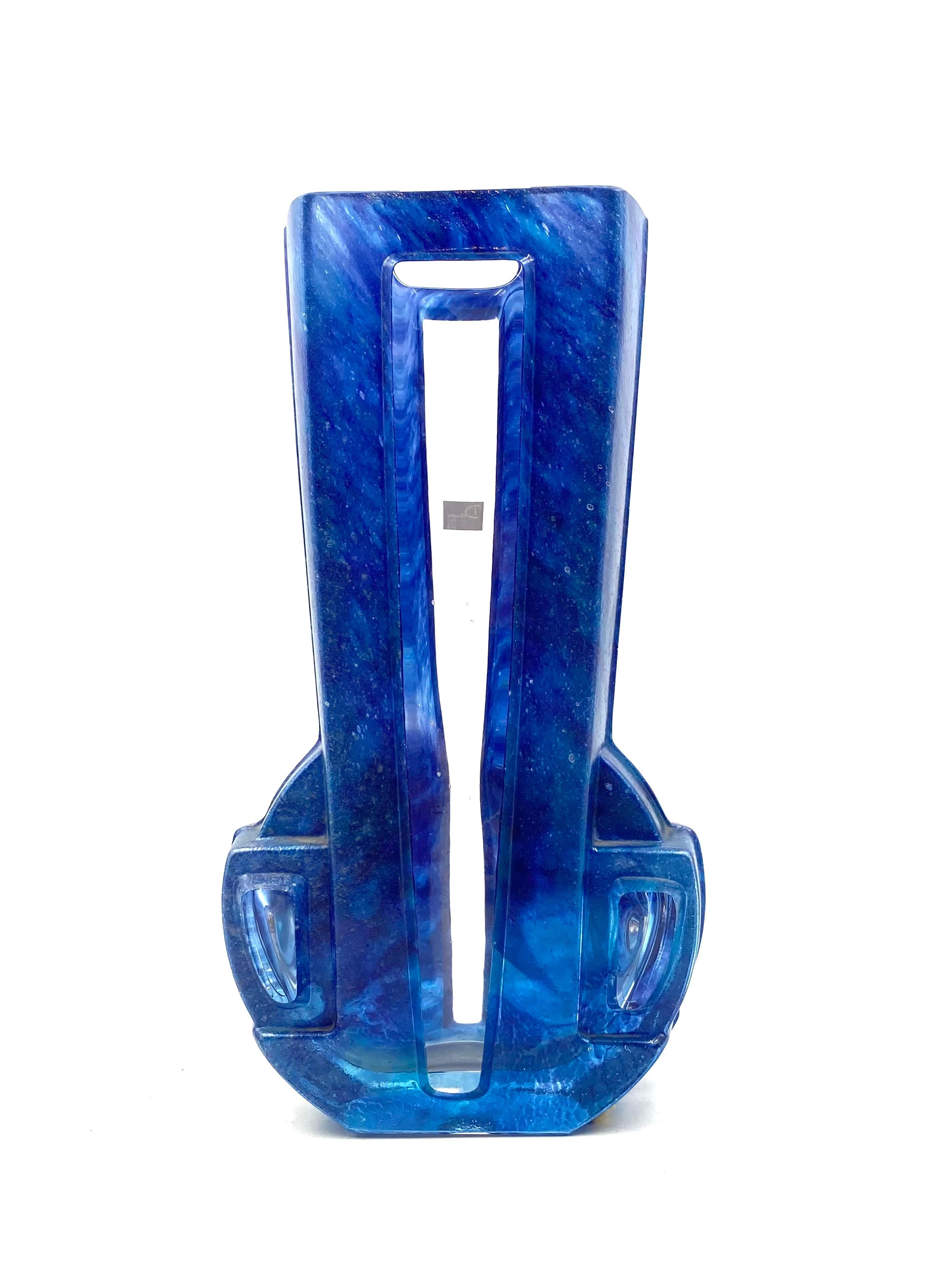 Glass Art Deco blue crystal vase, Daum France, 20th century