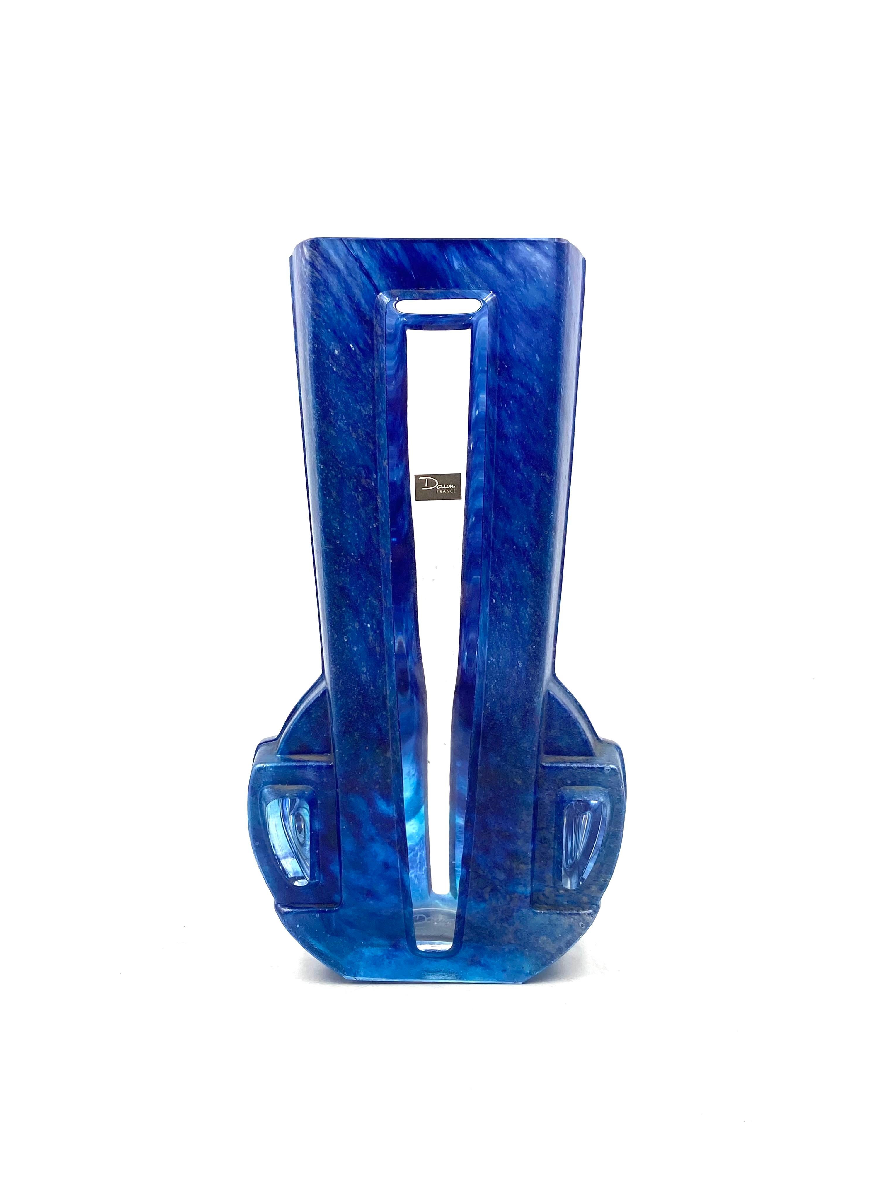 Art Deco blue crystal vase, Daum France, 20th century 2