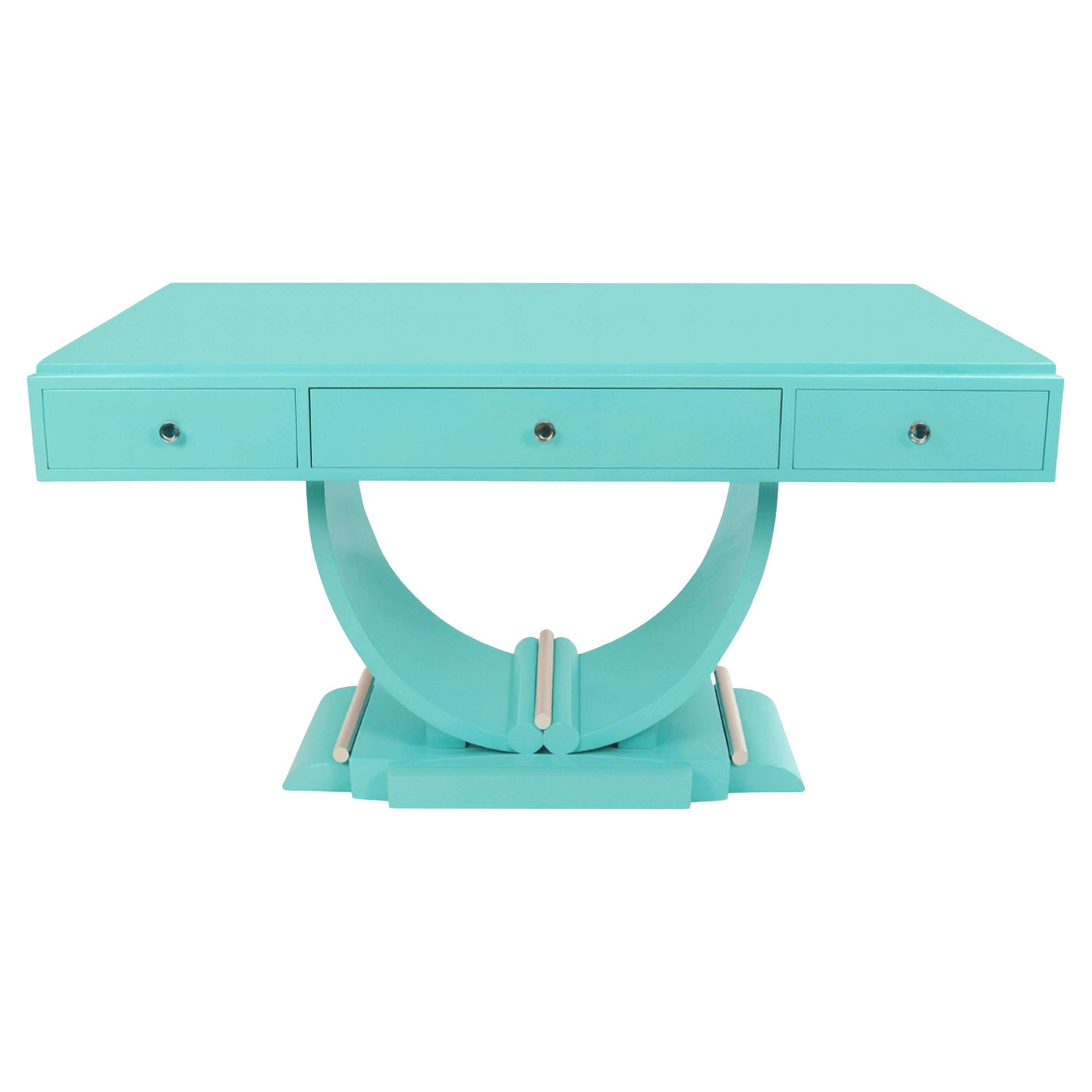 Art Deco Blauer Eierschreibtisch, Frankreich 20. Jahrhundert