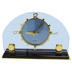 Vintage Art Deco Blue Electric Mantle Clock by Smiths