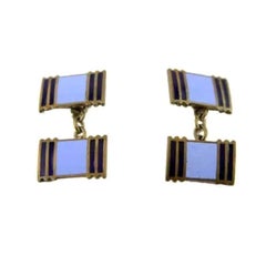 Art Deco Blue Enamelled Vintage Cufflinks