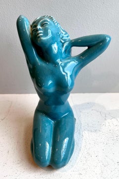 Nu féminin bleu art déco par Betty Harrington, années 1940