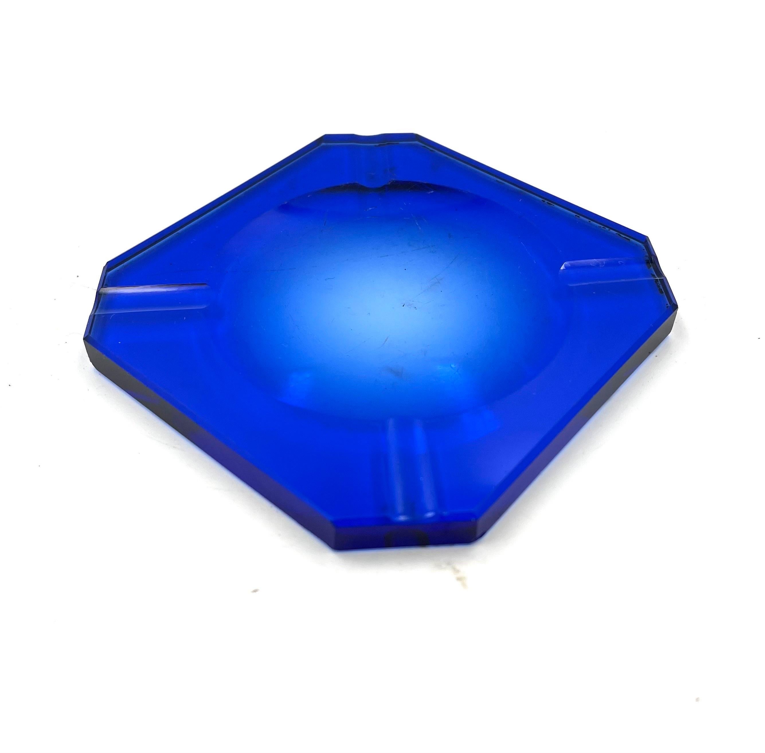 Beautiful art deco glass ashtray with no chips or cracks light wear, beveled edge by Jean Luce.