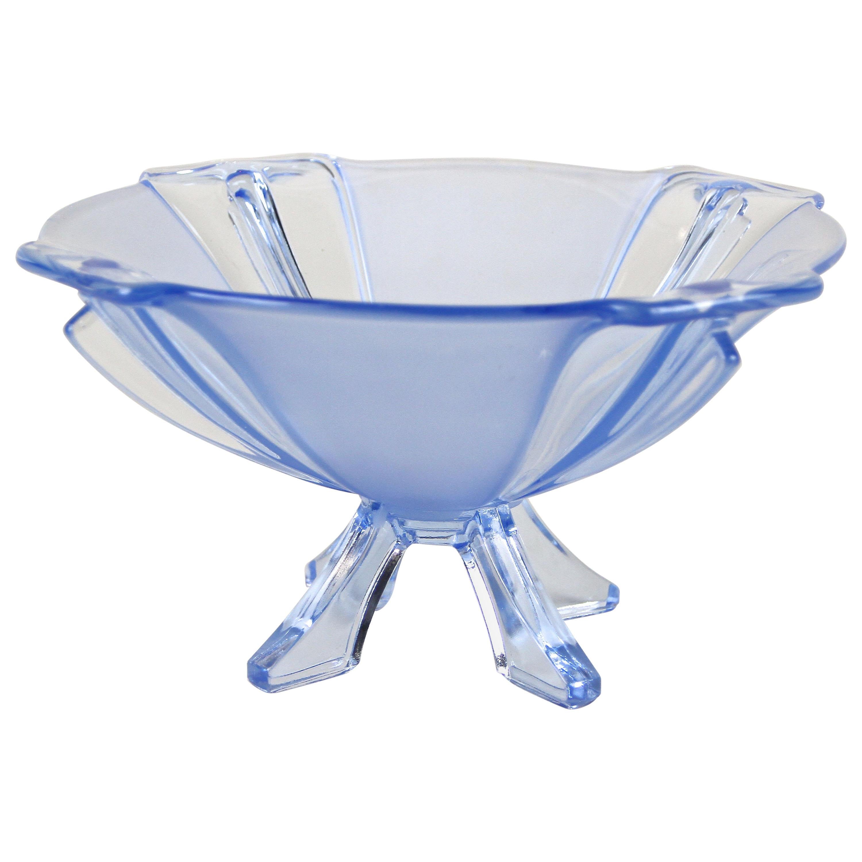 Art Deco Blue Glass Bowl, Austria, circa 1920 For Sale